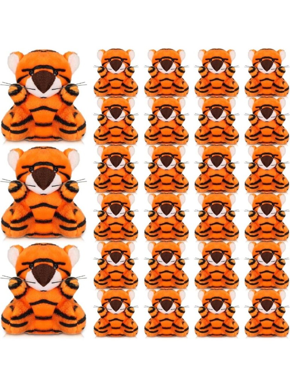 30 Mini Stuffed Tiger Toys - Cute Safari Decor, Baby Shower Gifts, Classroom